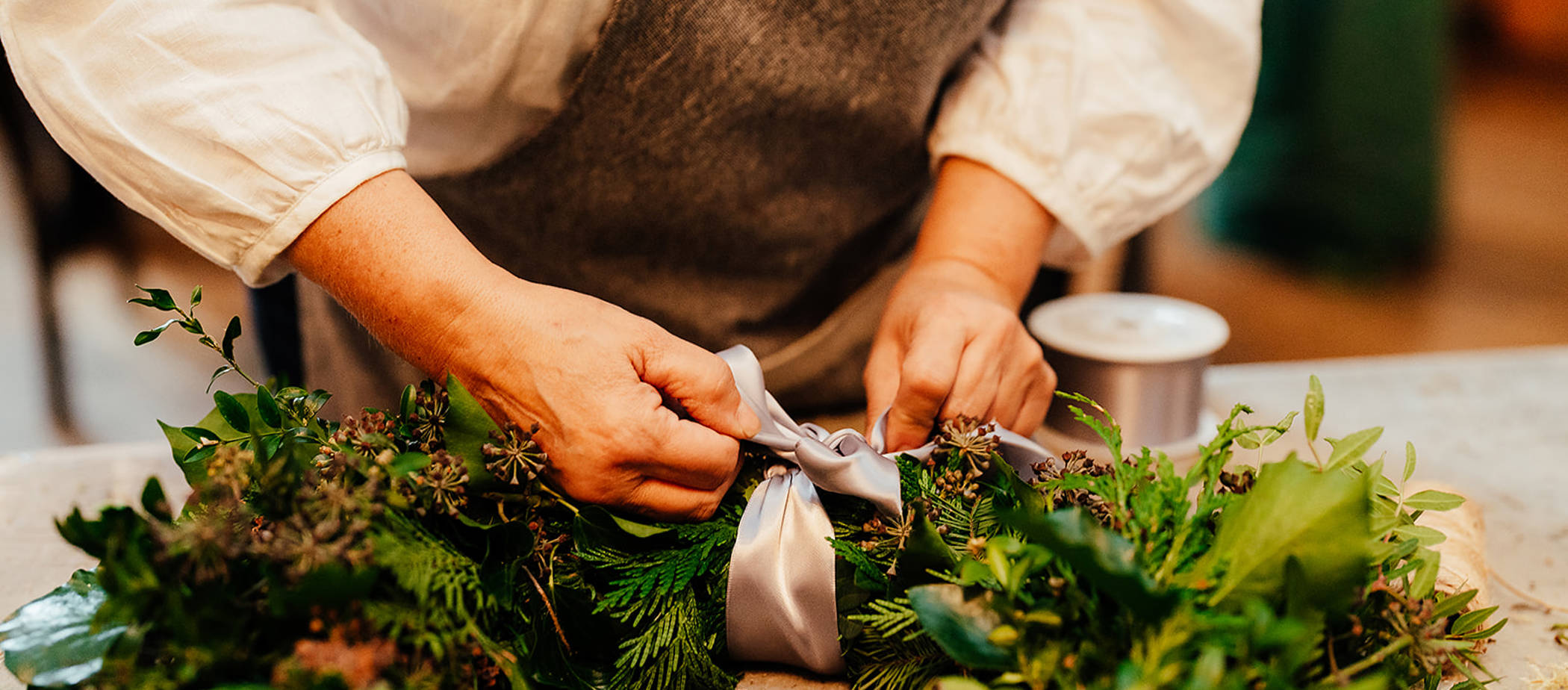 Christmas wreath making with afternoon tea