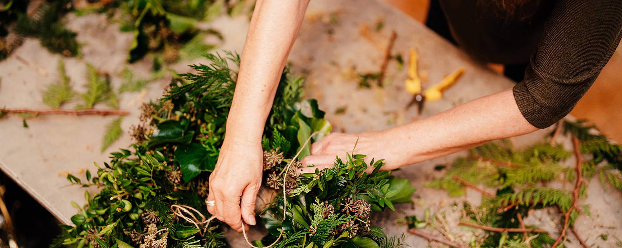 Christmas wreath making